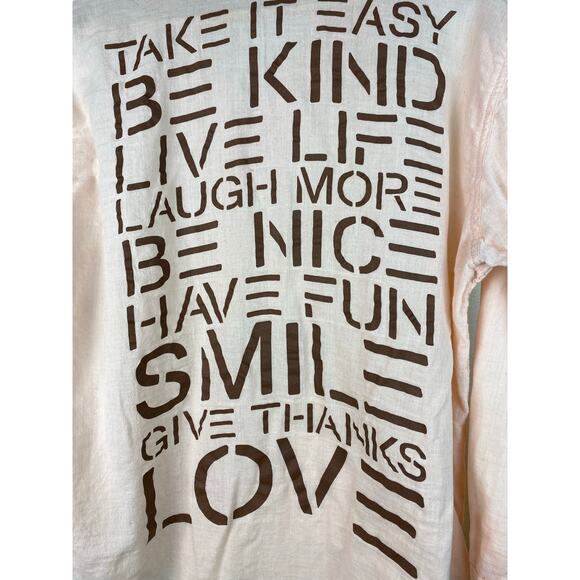 Sundry Women's 2 Pink Gauzy Cotton Button Up Love Shirt - Picture 3 of 6